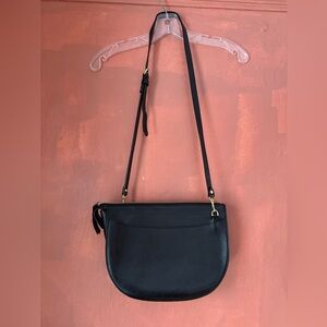 LOTUFF Black Leather Luna Crossbody Shoulder Bag Pouch